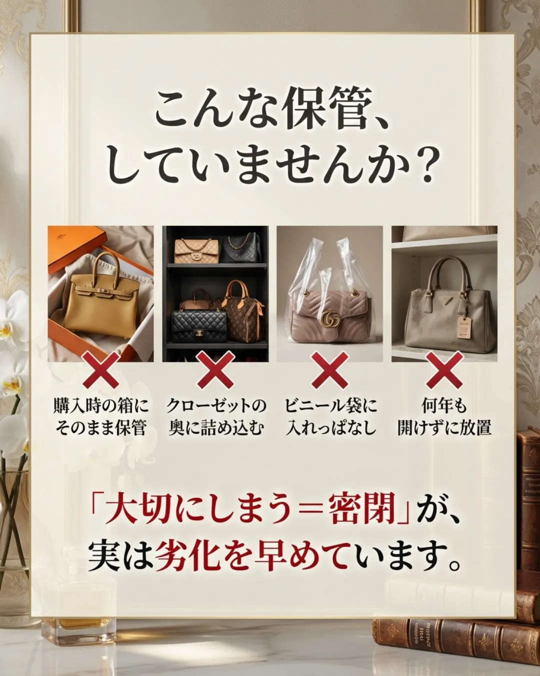 久しぶりにクローゼットから出したブランドバッグ、